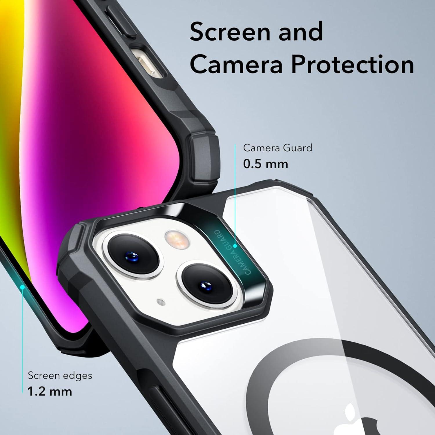 imageESR for iPhone 12iPhone 12 Pro Case MilitaryGrade Protection Shockproof AirGuard Corners YellowingResistant Back Air Armor ClearMClear Black