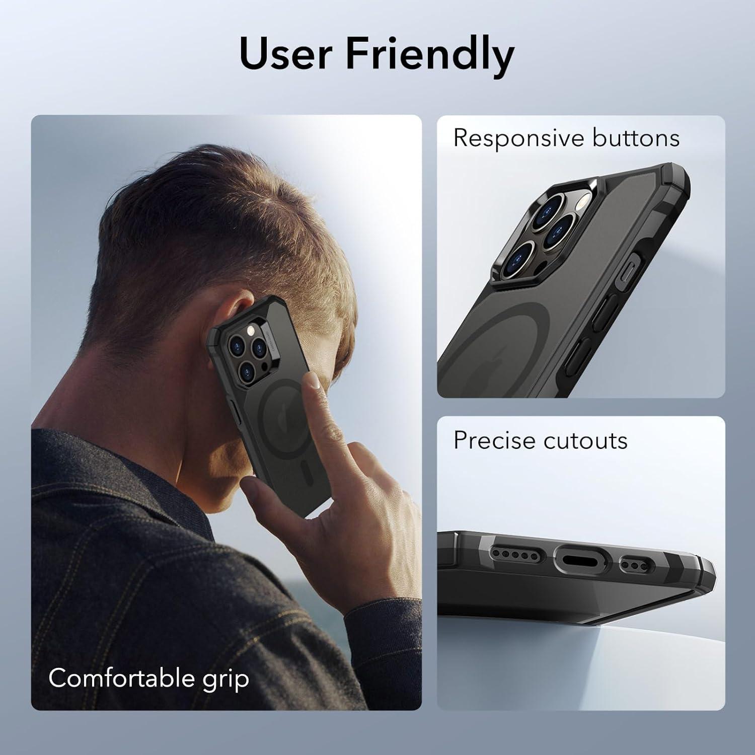 imageESR for iPhone 12iPhone 12 Pro Case MilitaryGrade Protection Shockproof AirGuard Corners YellowingResistant Back Air Armor ClearMFrosted Black