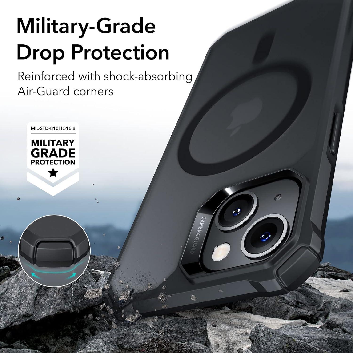 imageESR for iPhone 12iPhone 12 Pro Case MilitaryGrade Protection Shockproof AirGuard Corners YellowingResistant Back Air Armor ClearMFrosted Black