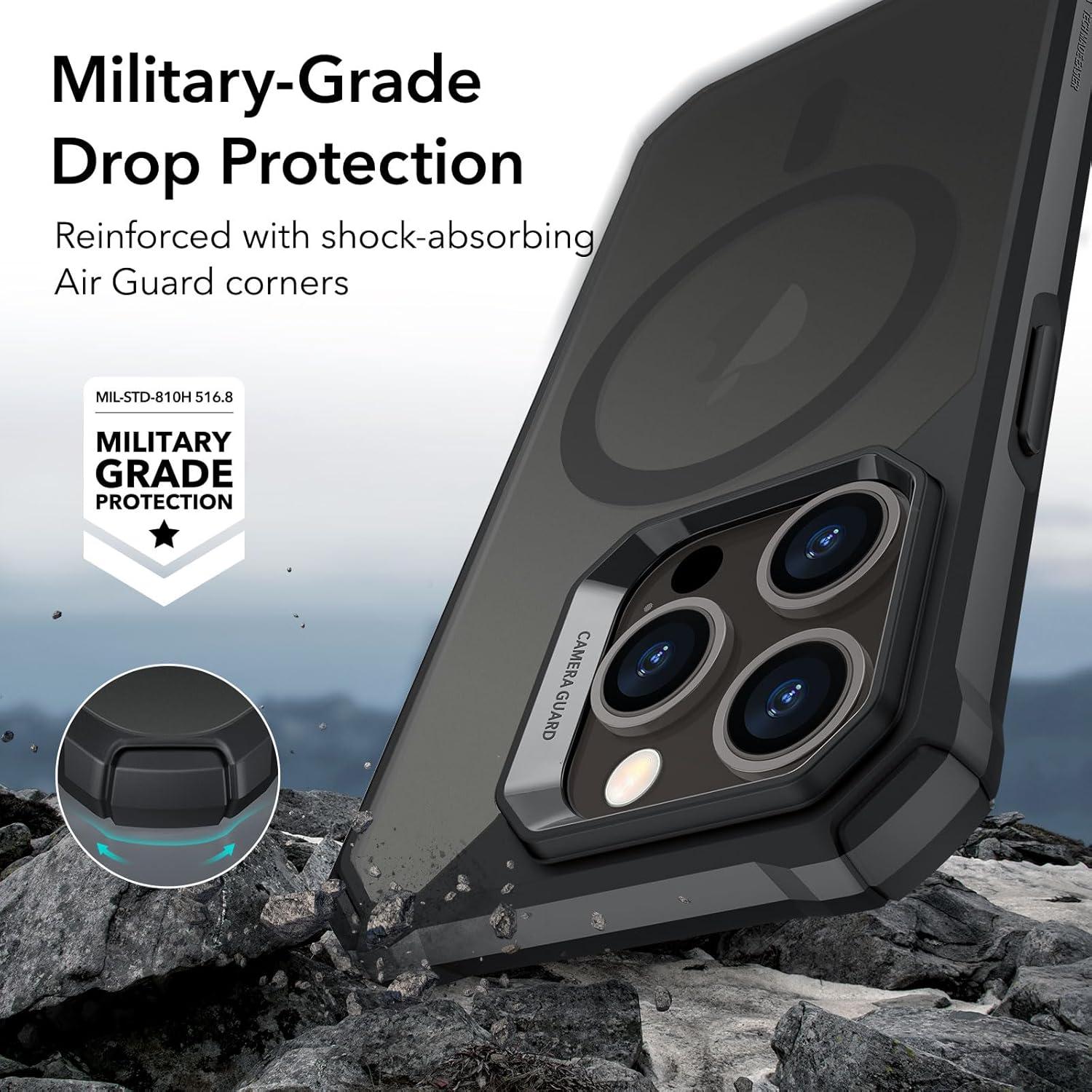 imageESR for iPhone 12iPhone 12 Pro Case MilitaryGrade Protection Shockproof AirGuard Corners YellowingResistant Back Air Armor ClearMFrosted Black