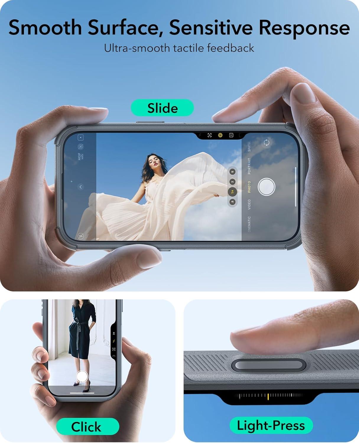 imageESR for iPhone 13 Pro Case with Stand 23 ft MilitaryGrade Drop Protection Heavy Duty Magnetic Phone Case Compatible with MagSafe Accessories Cyber Series BlackACamera ControlLight Grey