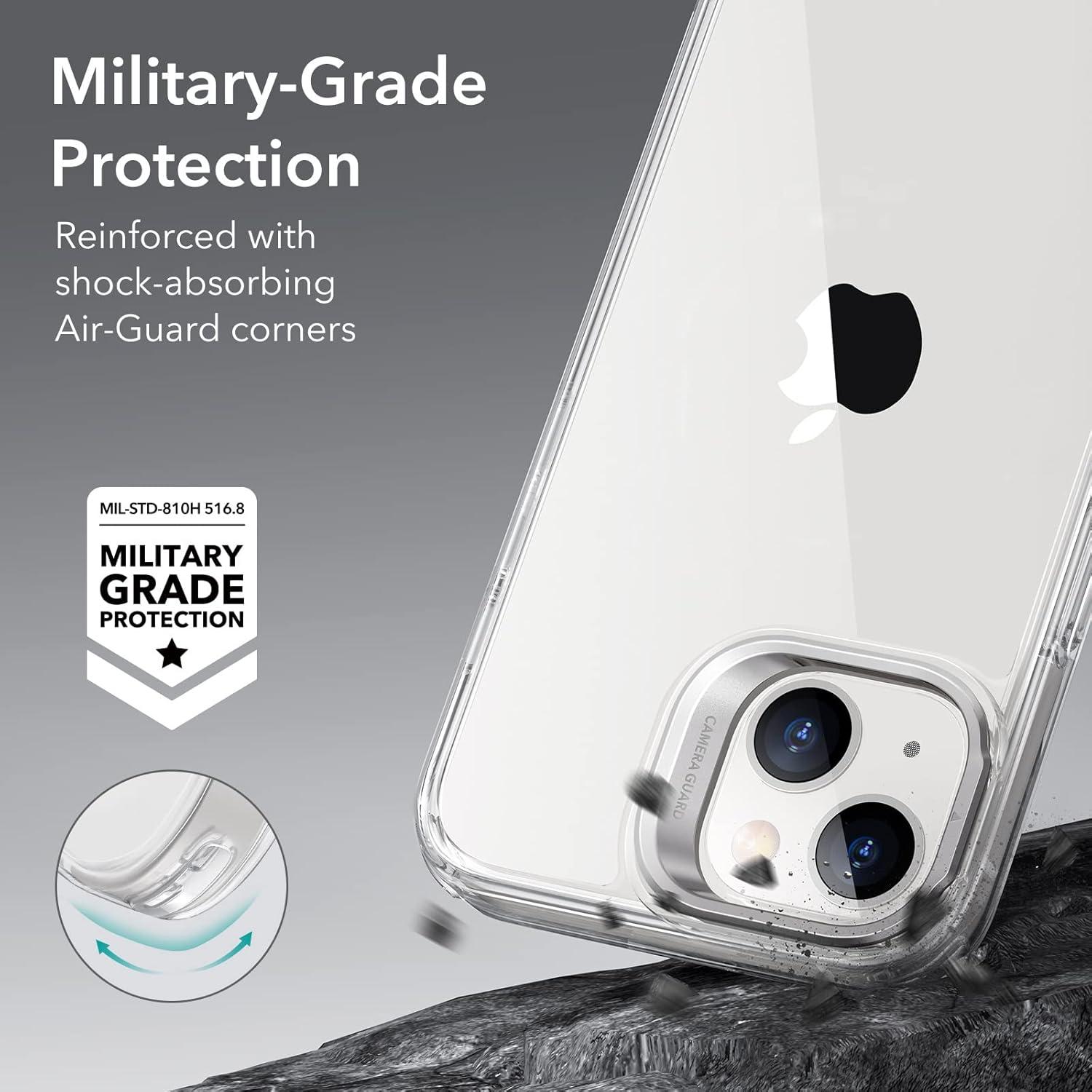 imageESR for iPhone 14 Pro Case with Stand MilitaryGrade Protection Builtin Camera Ring Stand ScratchResistant Acrylic Back Clear
