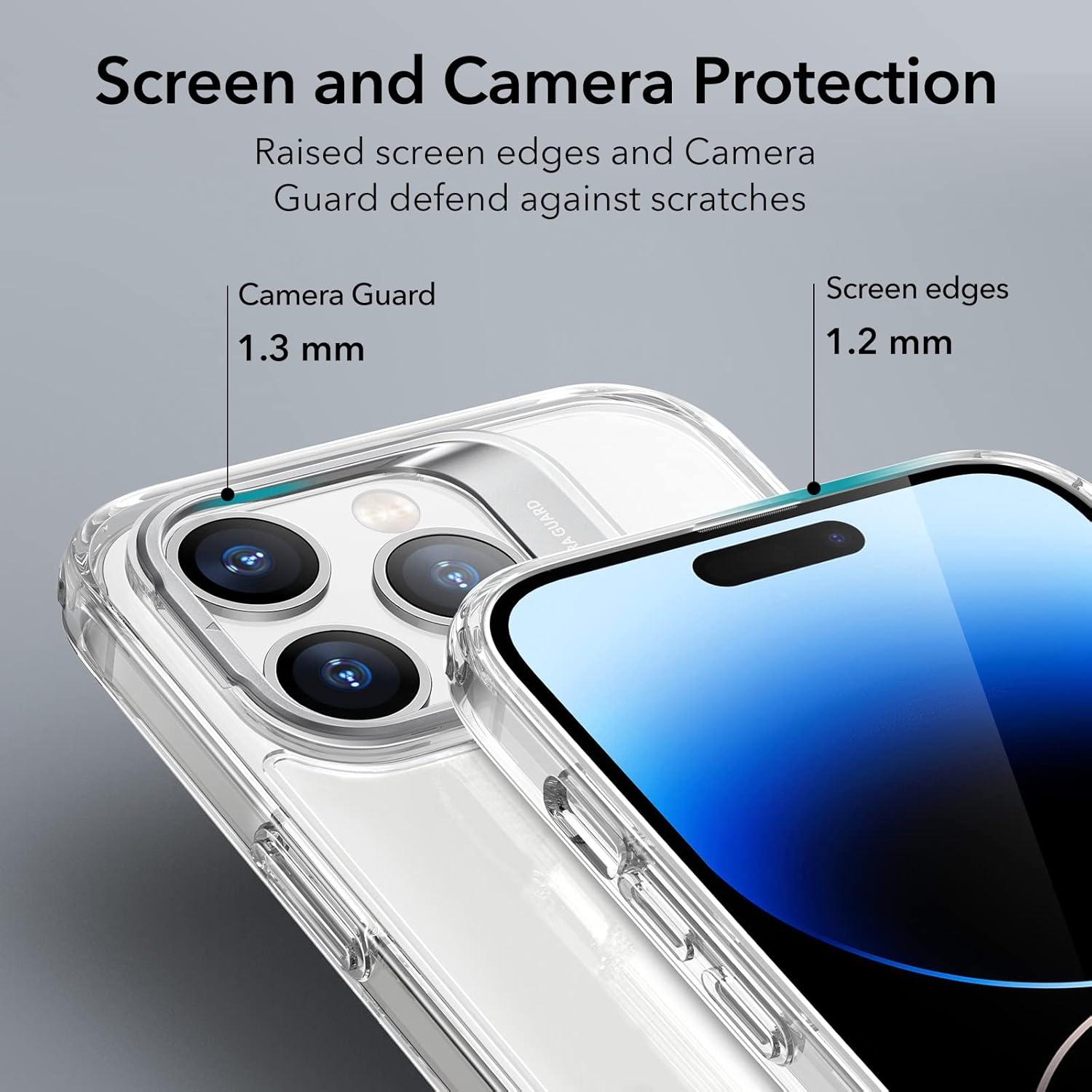 imageESR for iPhone 14 Pro Case with Stand MilitaryGrade Protection Builtin Camera Ring Stand ScratchResistant Acrylic Back Clear