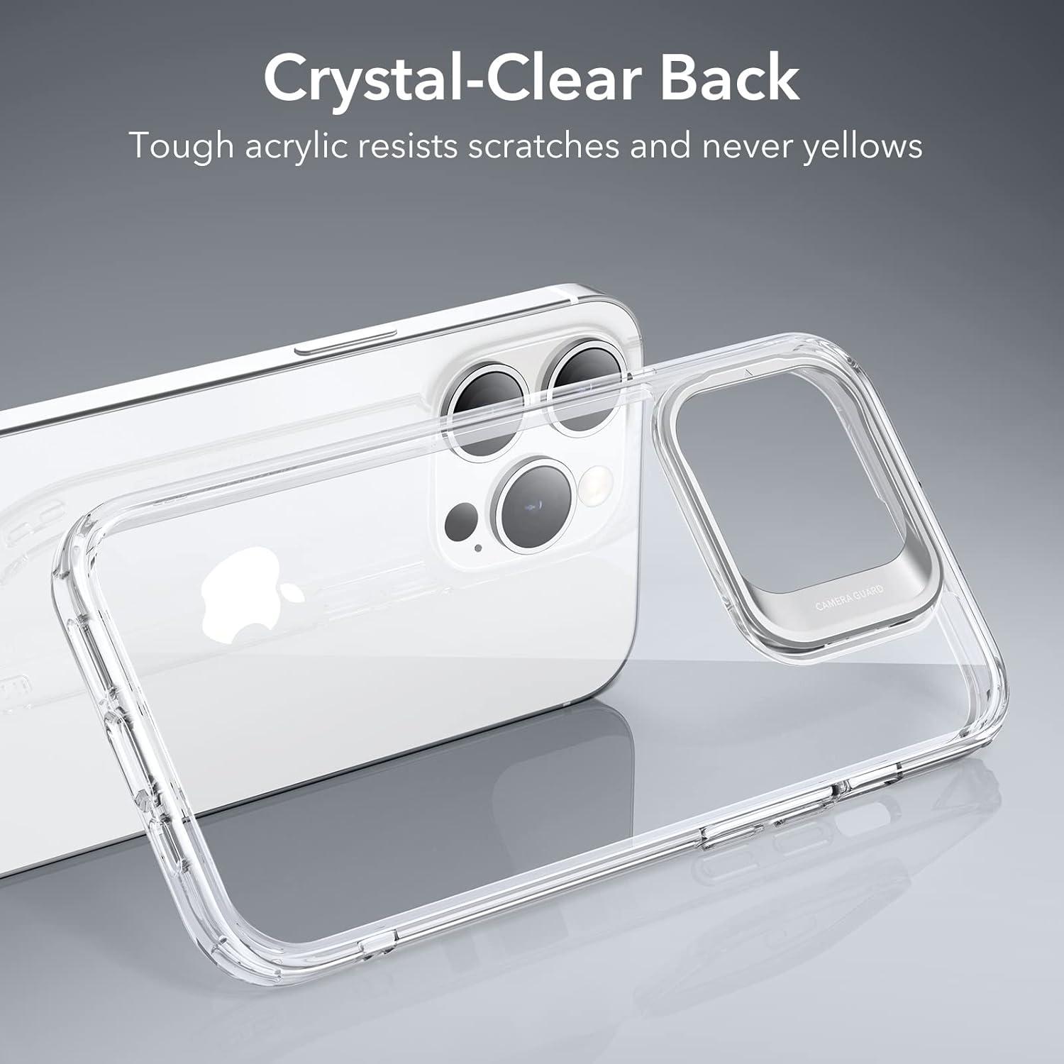 imageESR for iPhone 14 Pro Case with Stand MilitaryGrade Protection Builtin Camera Ring Stand ScratchResistant Acrylic Back Clear