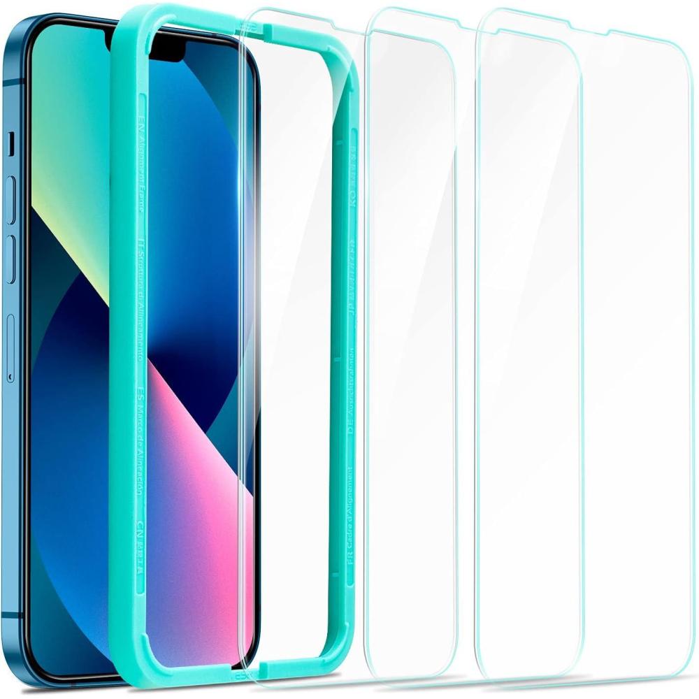 imageESR 3 Pack for iPhone 13 Mini Screen Protector 9H Hardness Military Grade Shatterproof Tempered Glass Film with Easy Installation Tool HD Clear Scratch Resistant