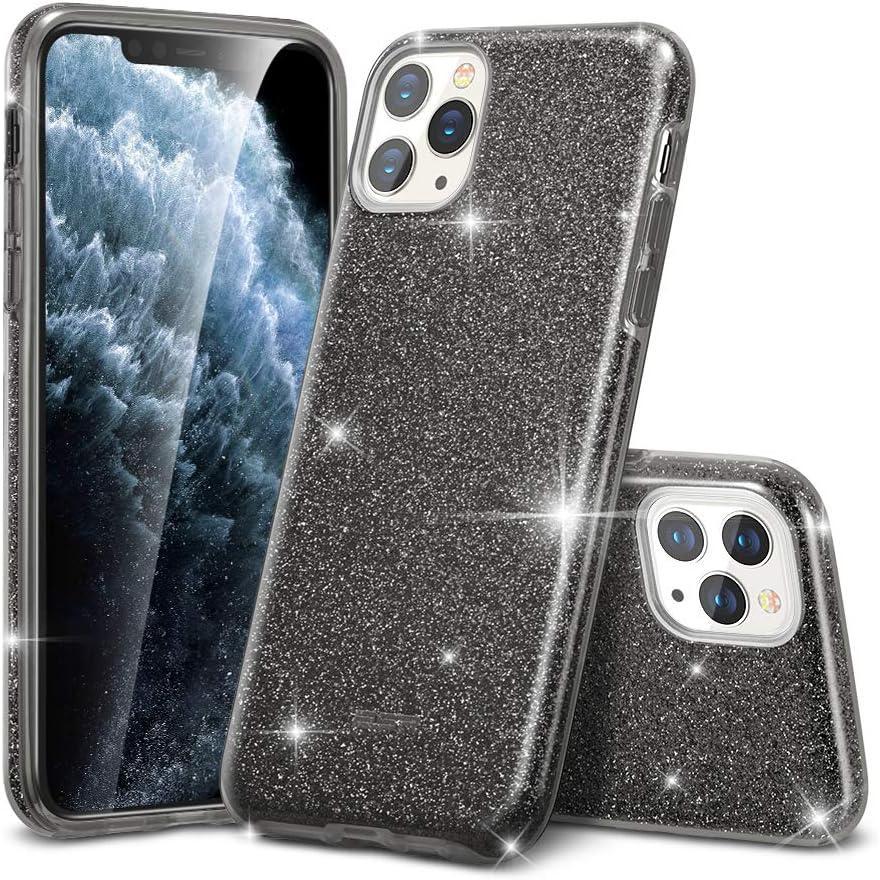 imageESR Glitter Case Compatible for iPhone 65 Case Glitter Sparkle Bling Case Three Layer for Women Supports Wireless Charging for iPhone 11 65 2019 Black