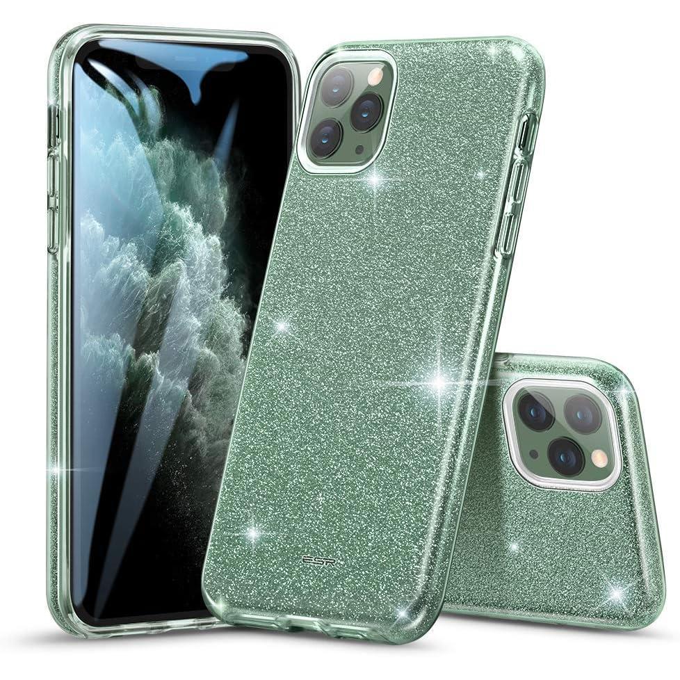 imageESR Glitter Case Compatible for iPhone 65 Case Glitter Sparkle Bling Case Three Layer for Women Supports Wireless Charging for iPhone 11 65 2019 Dark Green