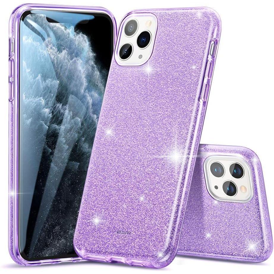 imageESR Glitter Case Compatible for iPhone 65 Case Glitter Sparkle Bling Case Three Layer for Women Supports Wireless Charging for iPhone 11 65 2019 Purple