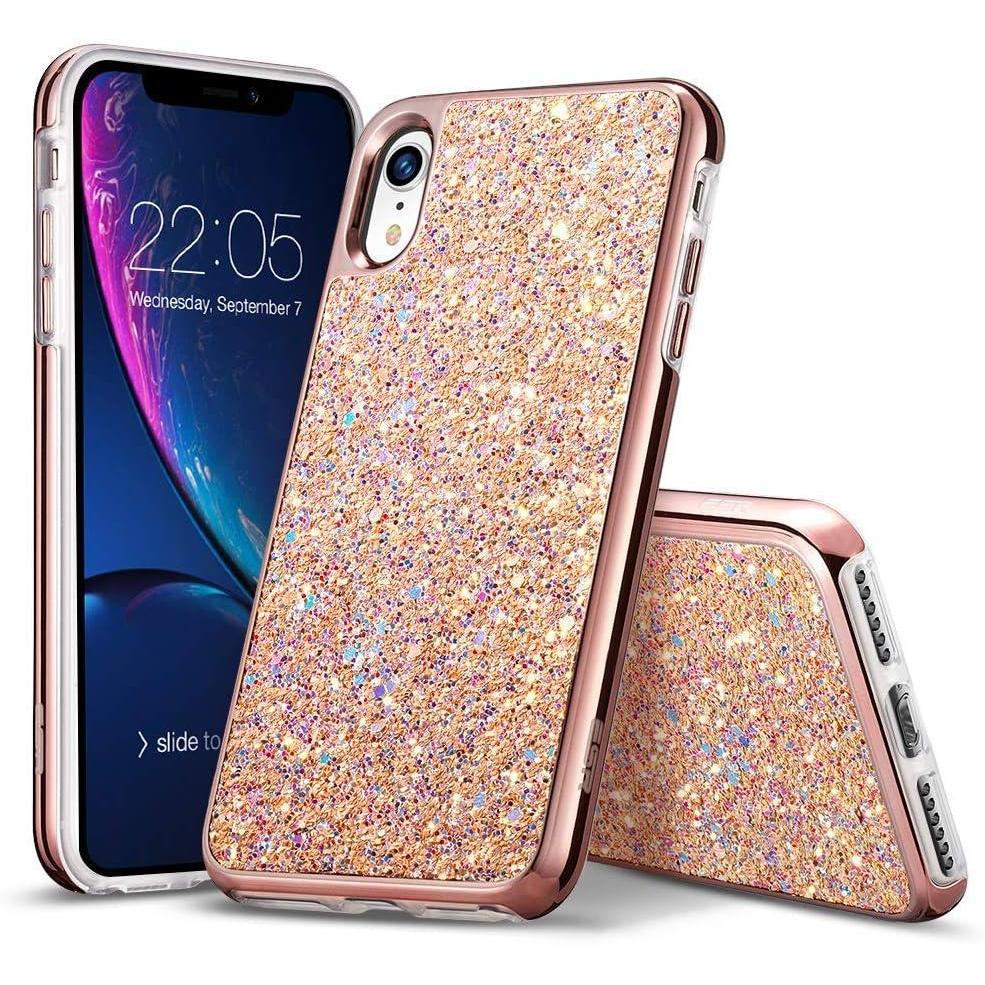 imageESR Glitter Crystal Designed for iPhone 11 Pro Max Case Glamour Series Sparkling Crystal Cover Flexible TPU Frame  Hard PC Back Supports Wireless Charging for iPhone 11 Pro Max 65Inch Pink