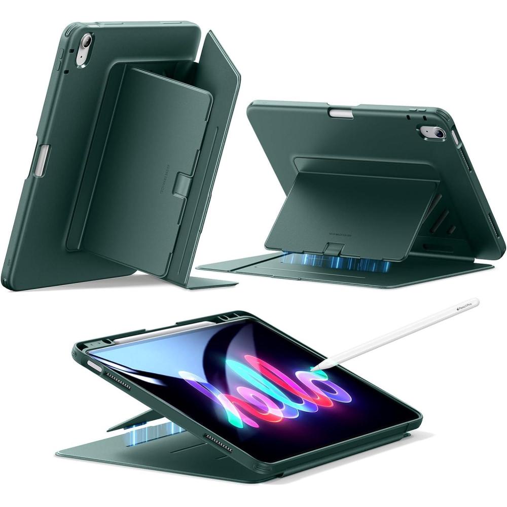 imageESR for iPad Air 13 Inch Case M3M2 20252024 Vertical Stand Cover Multi Stand Angles UltraStable Case with Pencil Holder Flip Series BlackGreen