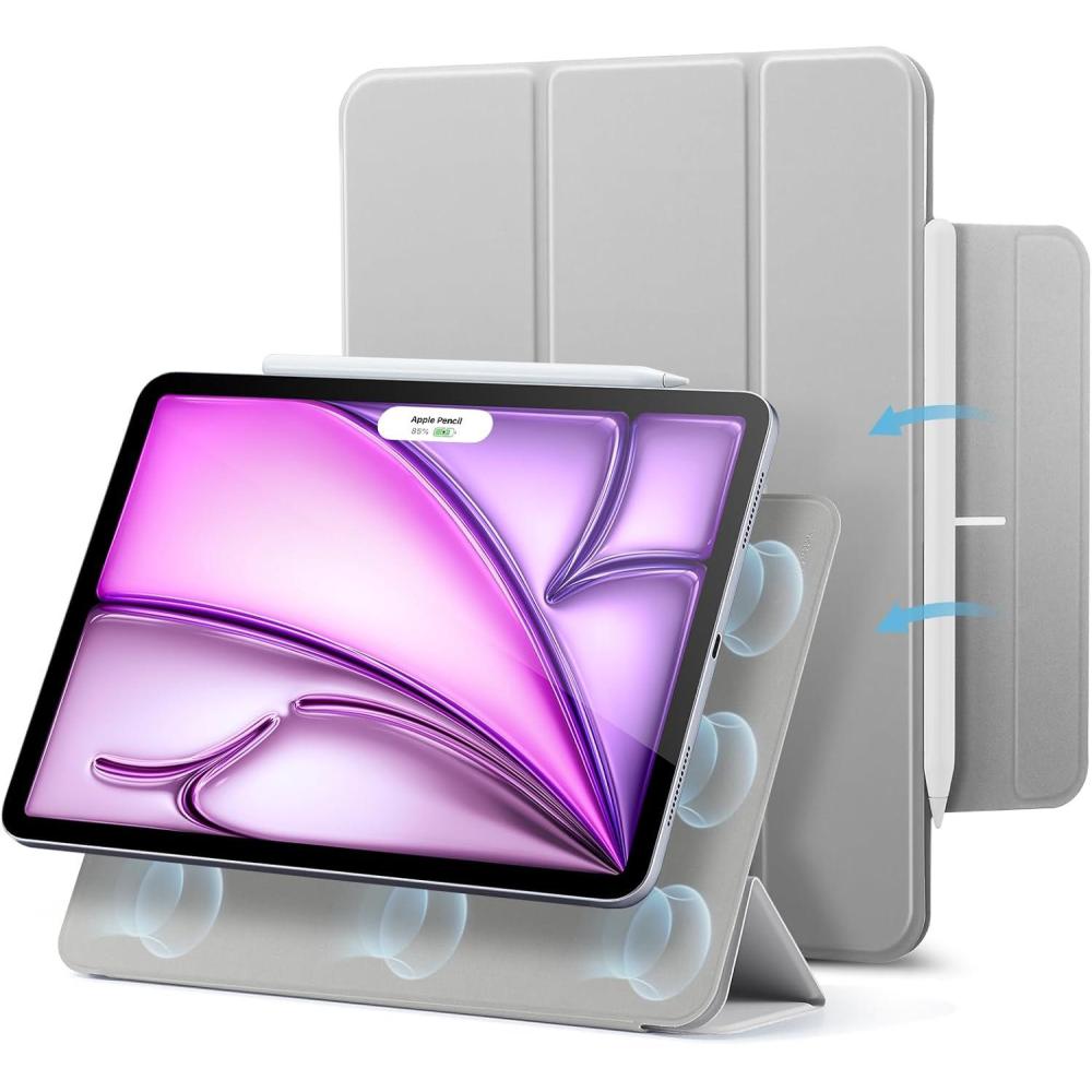 imageESR for iPad Air 13 Inch Case M3M2 20252024 iPad Pro 129 6th5th4th Gen Powerful Magnetic Attachment Slim Trifold Stand Case Supports Pencil Pro amp Pencil USBC Rebound Series BlackGray
