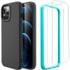 imageESR Cloud Series Case with Screen Protectors Compatible with iPhone 12 Pro Max Case Liquid Silicone Case 2020 2 Glass Screen Protectors Comfortable Grip 67 Black