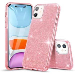 ESR Glitter Case Compatible for iPhone 6.1” Case, Glitter Sparkle Bling Case [Three Layer] for Women [Supports Wireless Charging] for iPhone 11 6.1″ (2019), Rose Gold