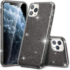 ESR Glitter Case Compatible for iPhone 6.5” Case, Glitter Sparkle Bling Case [Three Layer] for Women [Supports Wireless Charging] for iPhone 11 6.5″ (2019), Black
