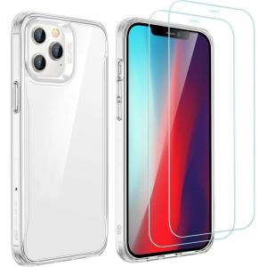 ESR Sidekick Series Compatible with iPhone 12 Pro Max Case with Screen Protectors, [2 Glass Screen Protectors] [Ergonomic Protective Case] [Shock-Absorbing Corners], 6.7-Inch, Clear
