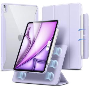 ESR for iPad Air 13 Inch Case (2025/2024) M3/M2 with Pencil Holder, Removable Magnetic Cover, Vertical Stand, Fully Supports Pencil Pro and Pencil(USB-C), Rebound 360 Series, Black(Light Purple)