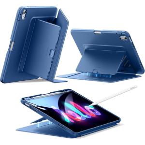 ESR for iPad Air 13 Inch Case M3/M2 (2025/2024), Vertical Stand Cover, Multi Stand Angles, Ultra-Stable Case with Pencil Holder, Flip Series, Black(Blue)