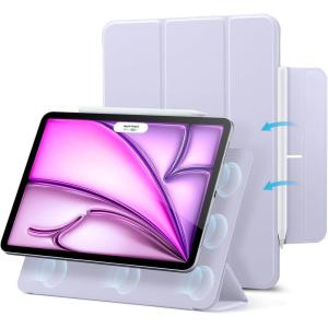 ESR for iPad Air 13 Inch Case M3/M2 (2025/2024), iPad Pro 12.9 6th/5th/4th Gen, Powerful Magnetic Attachment, Slim Trifold Stand Case, Supports Pencil Pro & Pencil (USB-C), Rebound Series, Black(Light Purple)