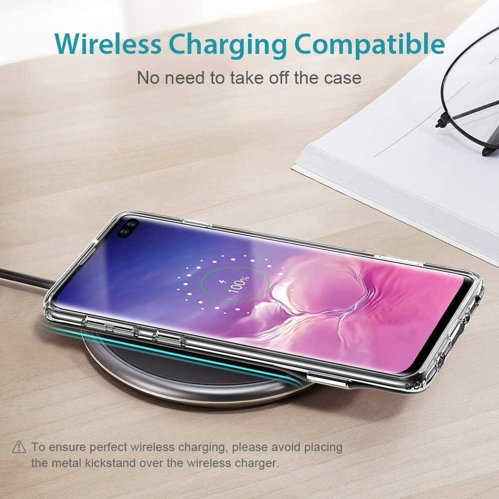 imageESR Metal Kickstand Case for The Samsung Galaxy S10 Plus Vertical and Horizontal Stand Reinforced Drop Protection Hard PC Back with Flexible TPU Bumper for The Samsung Galaxy S10 Plus Clear