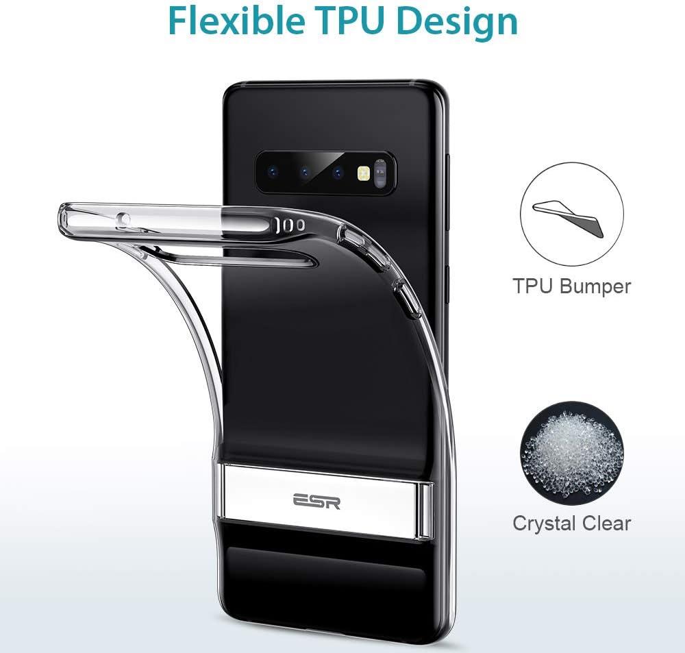 imageESR Metal Kickstand Case for The Samsung Galaxy S10 Plus Vertical and Horizontal Stand Reinforced Drop Protection Hard PC Back with Flexible TPU Bumper for The Samsung Galaxy S10 Plus Clear