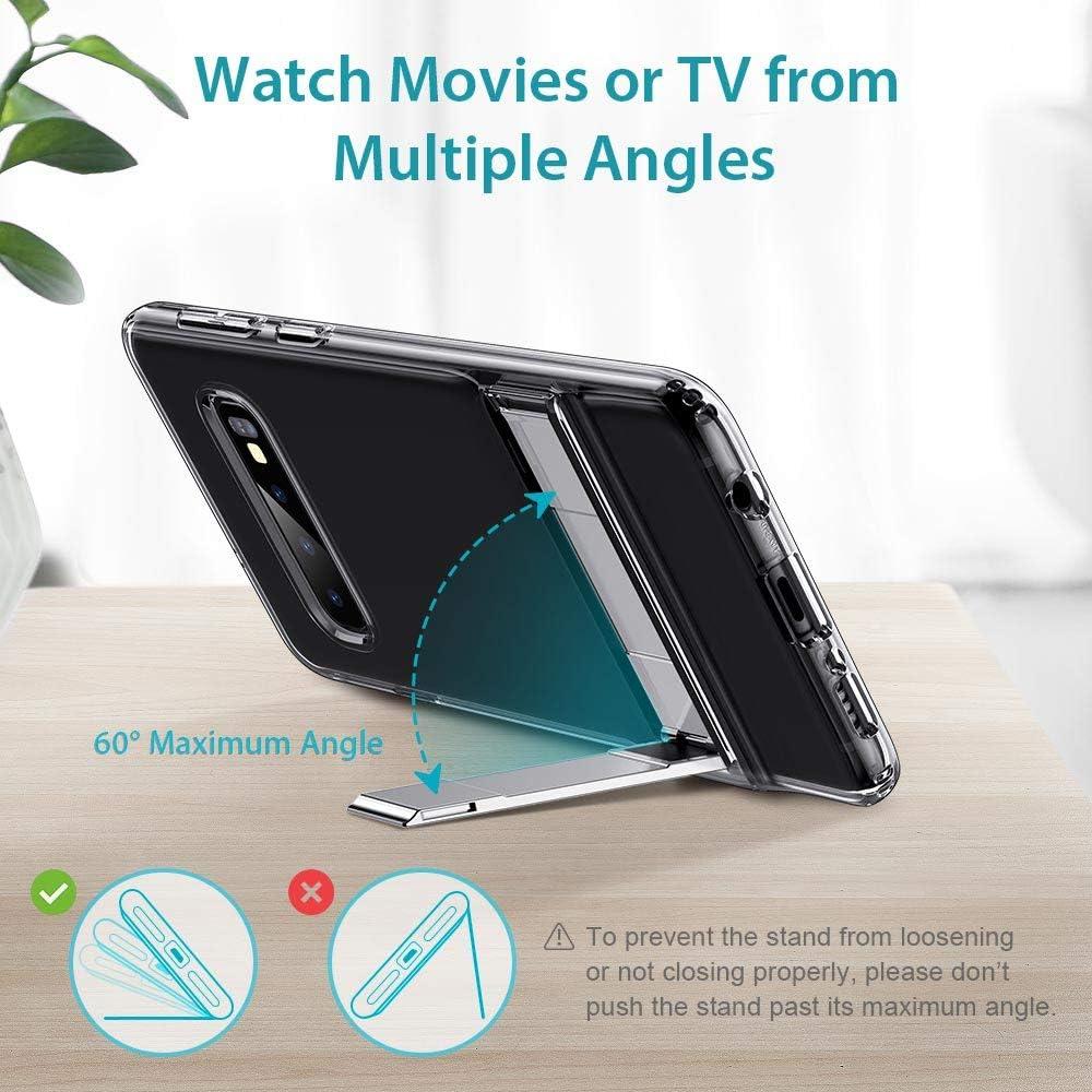 imageESR Metal Kickstand Case for The Samsung Galaxy S10 Plus Vertical and Horizontal Stand Reinforced Drop Protection Hard PC Back with Flexible TPU Bumper for The Samsung Galaxy S10 Plus Clear