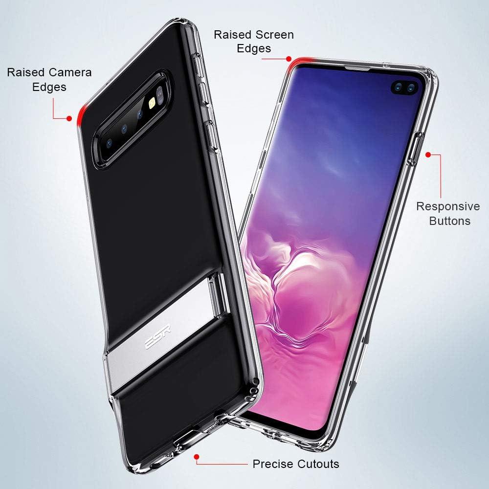imageESR Metal Kickstand Case for The Samsung Galaxy S10 Plus Vertical and Horizontal Stand Reinforced Drop Protection Hard PC Back with Flexible TPU Bumper for The Samsung Galaxy S10 Plus Clear