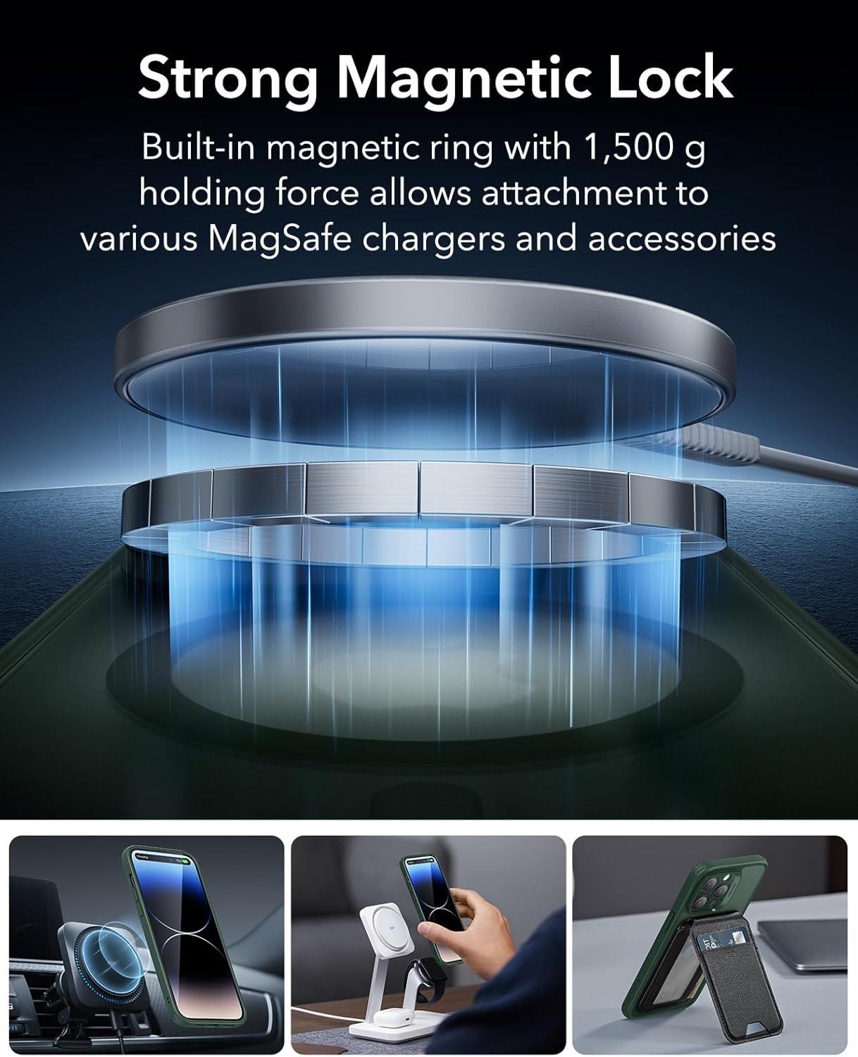 imageESR for iPhone 14 Pro Max Translucent Matte Case Compatible with MagSafe MilitaryGrade Protection Classic Series Frosted Green