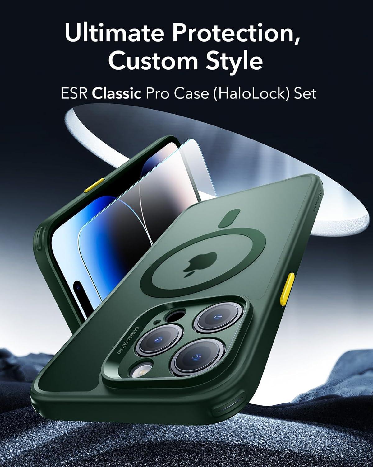 imageESR for iPhone 14 Pro Translucent Matte Case Compatible with MagSafe MilitaryGrade Protection Classic Series Frosted Green