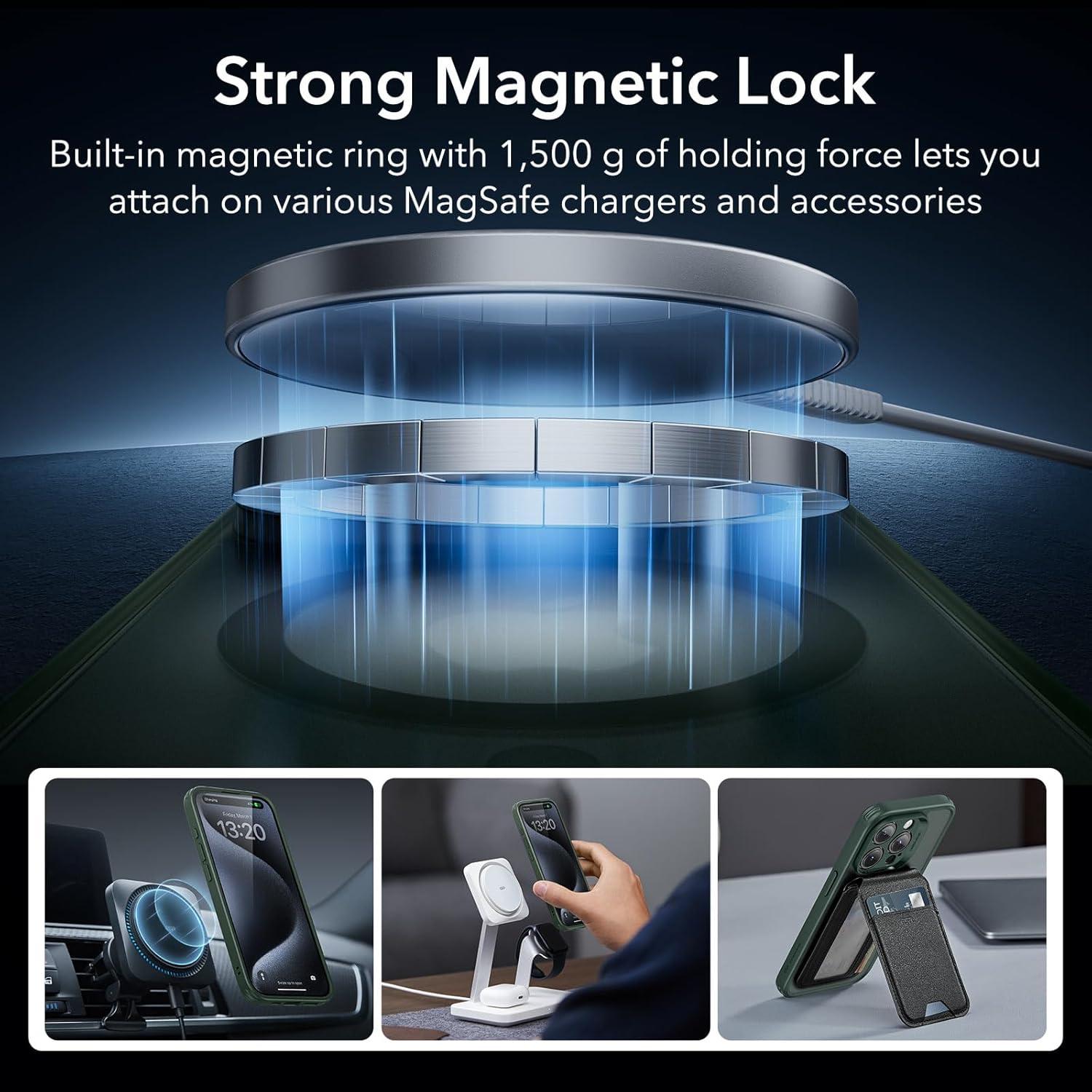 imageESR for iPhone 15 Pro Case Translucent Matte Case Compatible with MagSafe MilitaryGrade Protection Classic SeriesFrosted Dark Green