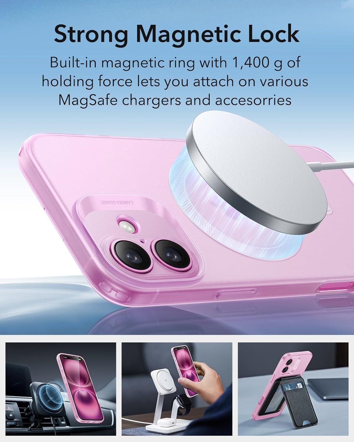 imageESR for iPhone 16 Plus Case Compatible with MagSafe Camera Protection Shockproof Thin Cover Resists Yellowing Scratches Magnetic Phone Case for iPhone 16 Plus Zero Series Frosted PinkMagSafe