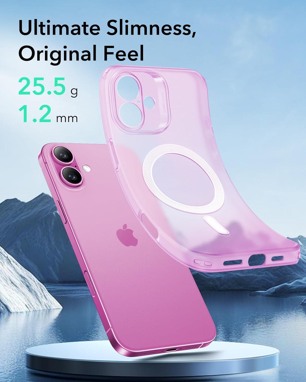 imageESR for iPhone 16 Plus Case Compatible with MagSafe Camera Protection Shockproof Thin Cover Resists Yellowing Scratches Magnetic Phone Case for iPhone 16 Plus Zero Series Frosted PinkMagSafe
