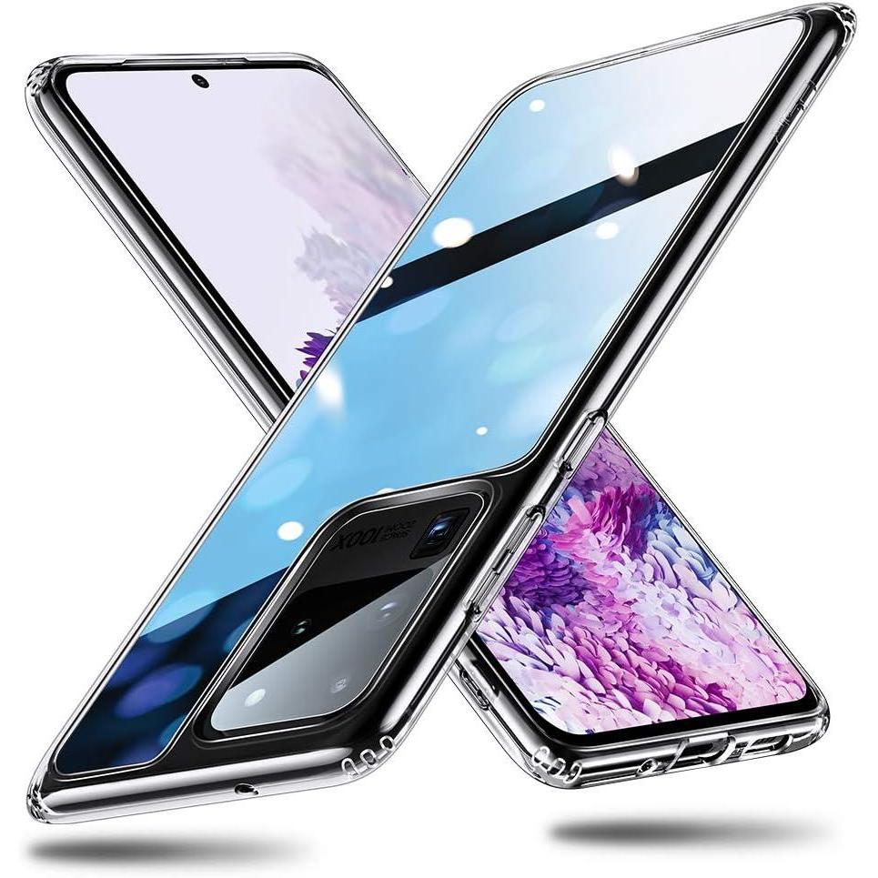 imageESR Glass Case Compatible with Samsung Galaxy S20 Ultra  Mimic Series 9H Tempered Glass Back Cover with TPU Frame ScratchResistant Soft Bumper Protective Case for Galaxy S20 Ultra  Clear