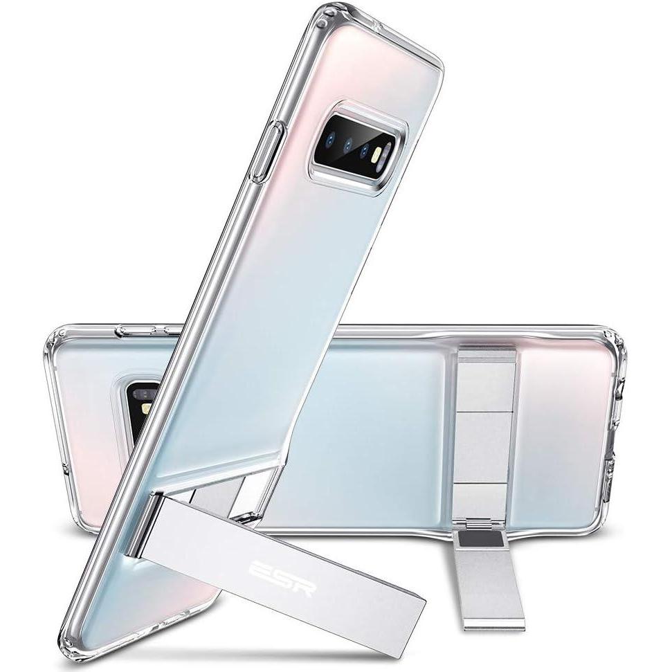 imageESR Metal Kickstand Case for The Samsung Galaxy S10 Plus Vertical and Horizontal Stand Reinforced Drop Protection Hard PC Back with Flexible TPU Bumper for The Samsung Galaxy S10 Plus Clear