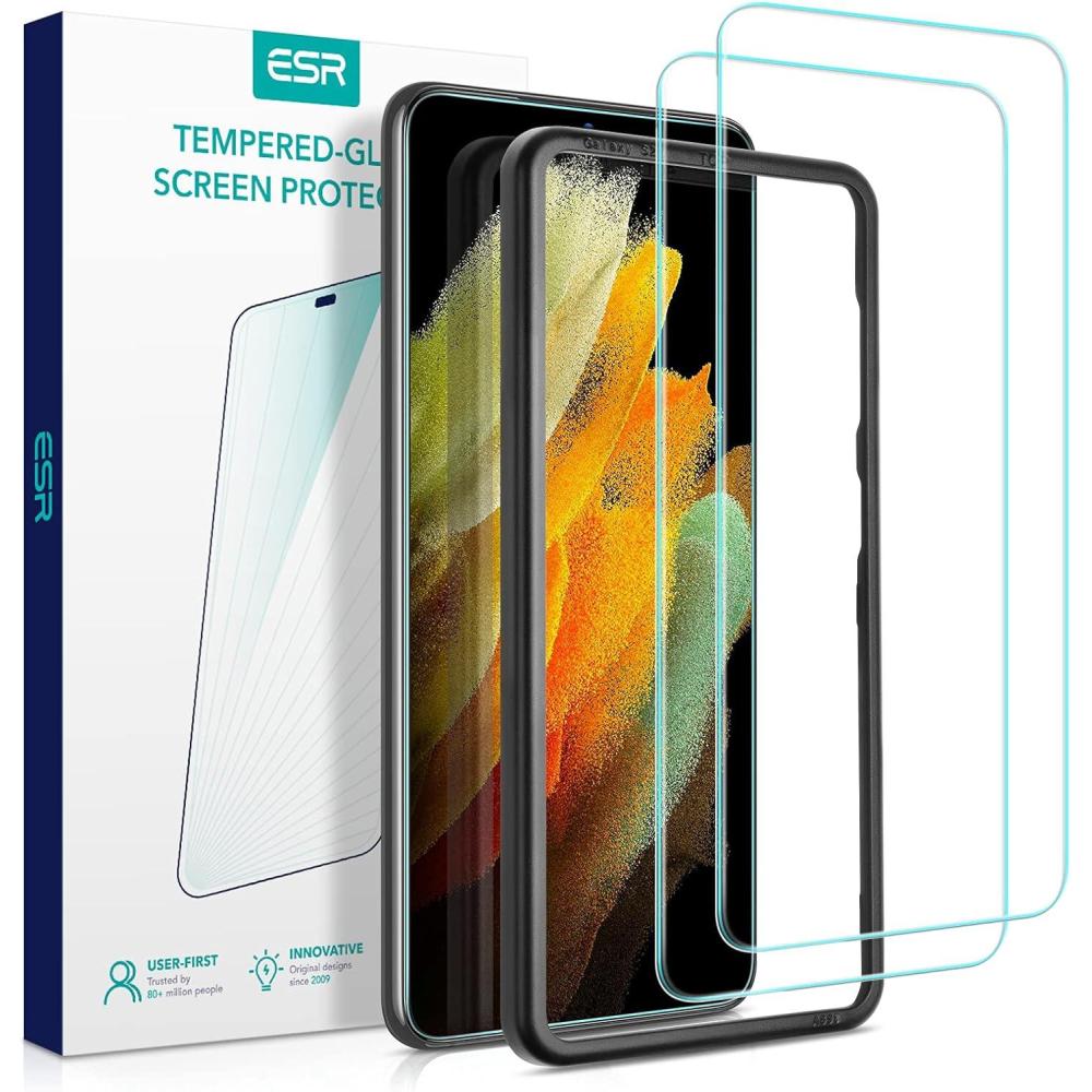 imageESR for Samsung Galaxy S21 Screen Protector 2pcs HD Tempered Glass with Easy Installation Frame for Samsung Galaxy S21 MilitaryGrade Protection Ultra Tough Scratch Resistant