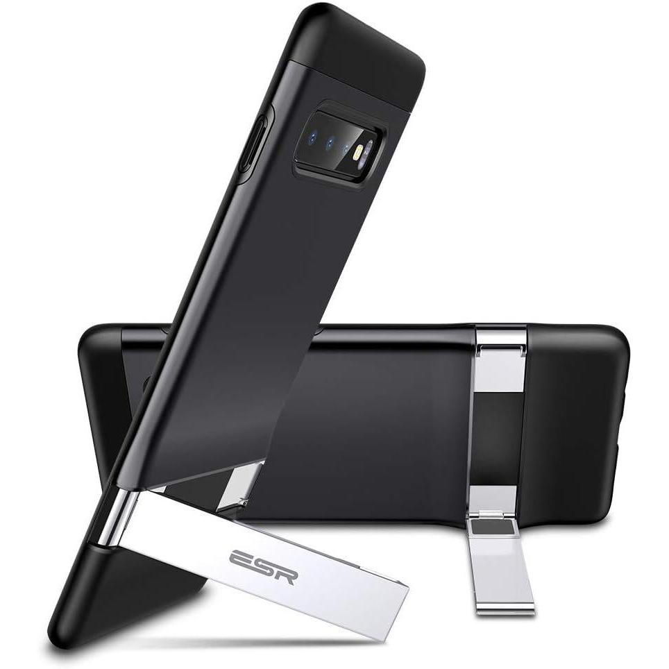 imageESR for Samsung S10 Case Metal Kickstand Case for Samsung S10 Vertical and Horizontal Stand Reinforced Drop Protection S10 Phone Case with Hard PC Back Flexible TPU Bumper Black
