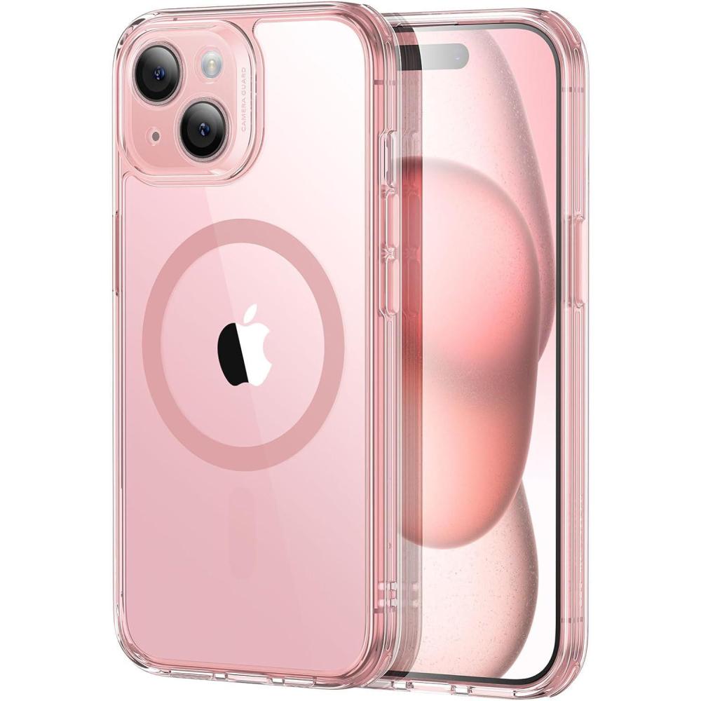 imageESR for iPhone 15 Case Translucent Matte Case Compatible with MagSafe MilitaryGrade Protection Classic Series Clear Pink