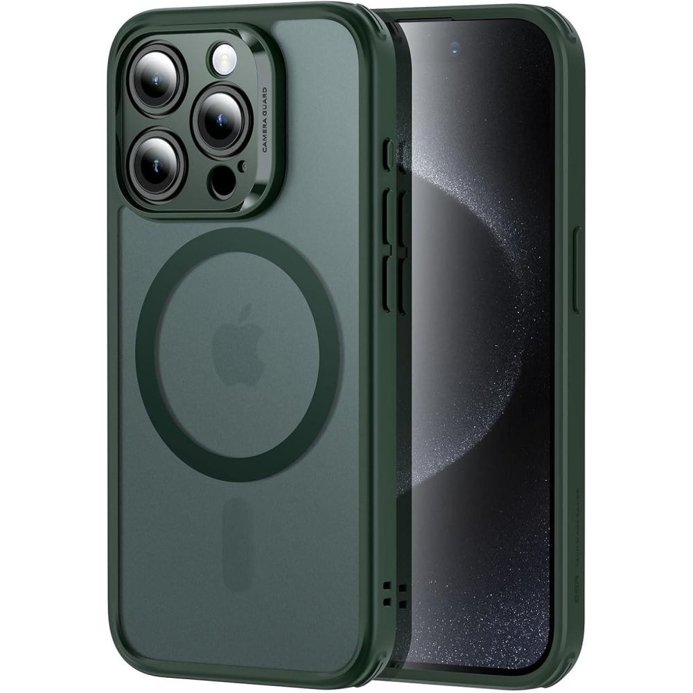 imageESR for iPhone 15 Pro Case Translucent Matte Case Compatible with MagSafe MilitaryGrade Protection Classic SeriesFrosted Dark Green