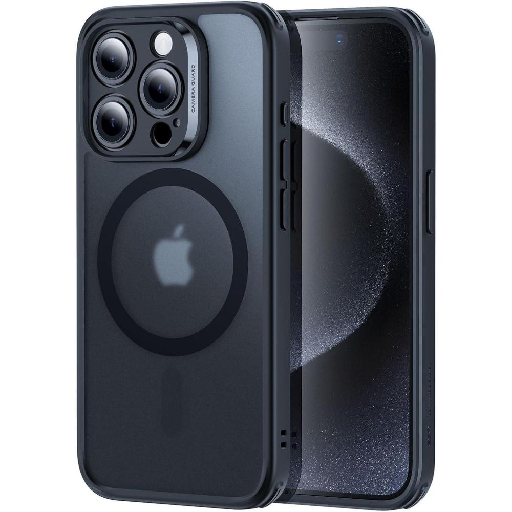 imageESR for iPhone 15 Pro Max Case Translucent Matte Case Compatible with MagSafe MilitaryGrade Protection Classic Series Frosted Black