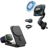 imageESR Qi22 Certified 25W MagSafe Car Mount Charger with 3 in 1 Charging Station Phone Cooling MagSafe Car Charger 360 Rotatable PhoneCooling Wireless Charging Station Foldable