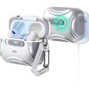 ESR for AirPods Pro 2 Case (2023/2022/2019, 2nd/1st Gen), Compatible with AirPods Pro 2nd Generation (USB-C/Lightning Cable), Effortless MagSafe, Drop-Proof Lock, Easy Open, Cyber Series, Black | 2023, 2022, 2019, 2nd Gen, 1st Gen, USB-C(Silver Grey)