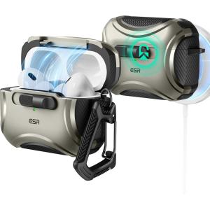 ESR for AirPods Pro 2 Case (2023/2022/2019, 2nd/1st Gen), Compatible with AirPods Pro 2nd Generation (USB-C/Lightning Cable), Effortless MagSafe, Drop-Proof Lock, Easy Open, Cyber Series, Black | 2023, 2022, 2019, 2nd Gen, 1st Gen, USB-C(Titanium)