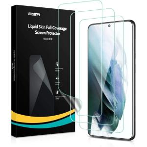 ESR for Samsung Galaxy S21 Plus Screen Protector, S21 Ultra Accessories, Scratch-Resistant Full Coverage Polymer Film with Installation Kit, Liquid Skin Screen Protector for Galaxy S21 Plus, 3 Pack
