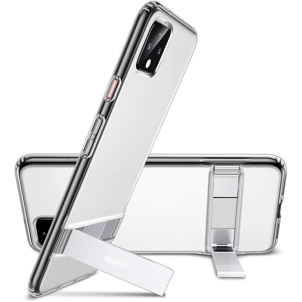 imageESR Google Pixel 4 Case Metal Kickstand Case for Vertical and Horizontal Stand Reinforced Drop Protection Flexible TPU Soft Back for Google Pixel 4 Clear 2019