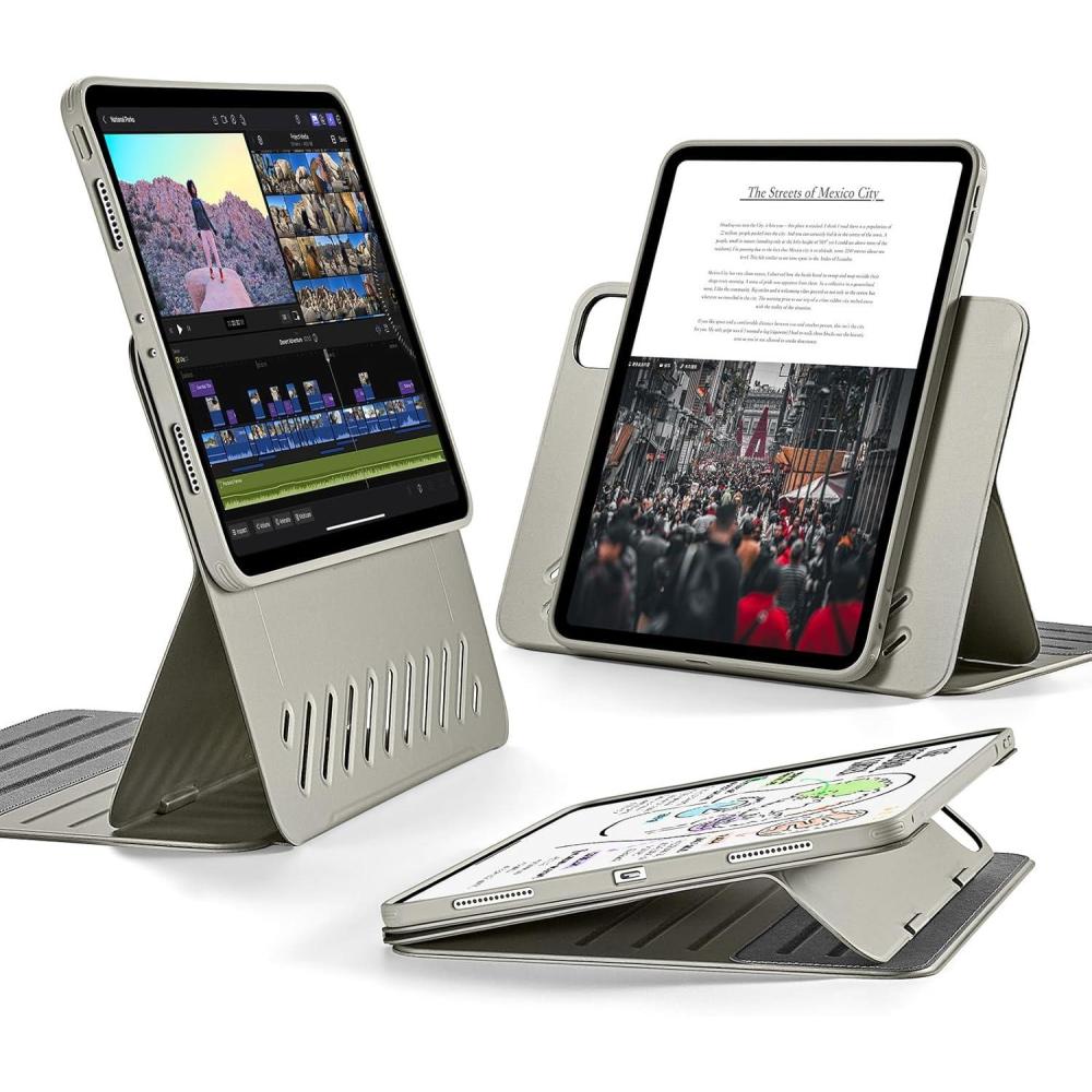 imageESR for iPad Pro 11 Inch Case 2022202120202018 4th3rd2nd1st Generation Removable Magnetic Cover Adjustable PortraitLandscape Stand with Raised Display View 9 Standing Angles BlueTitanium