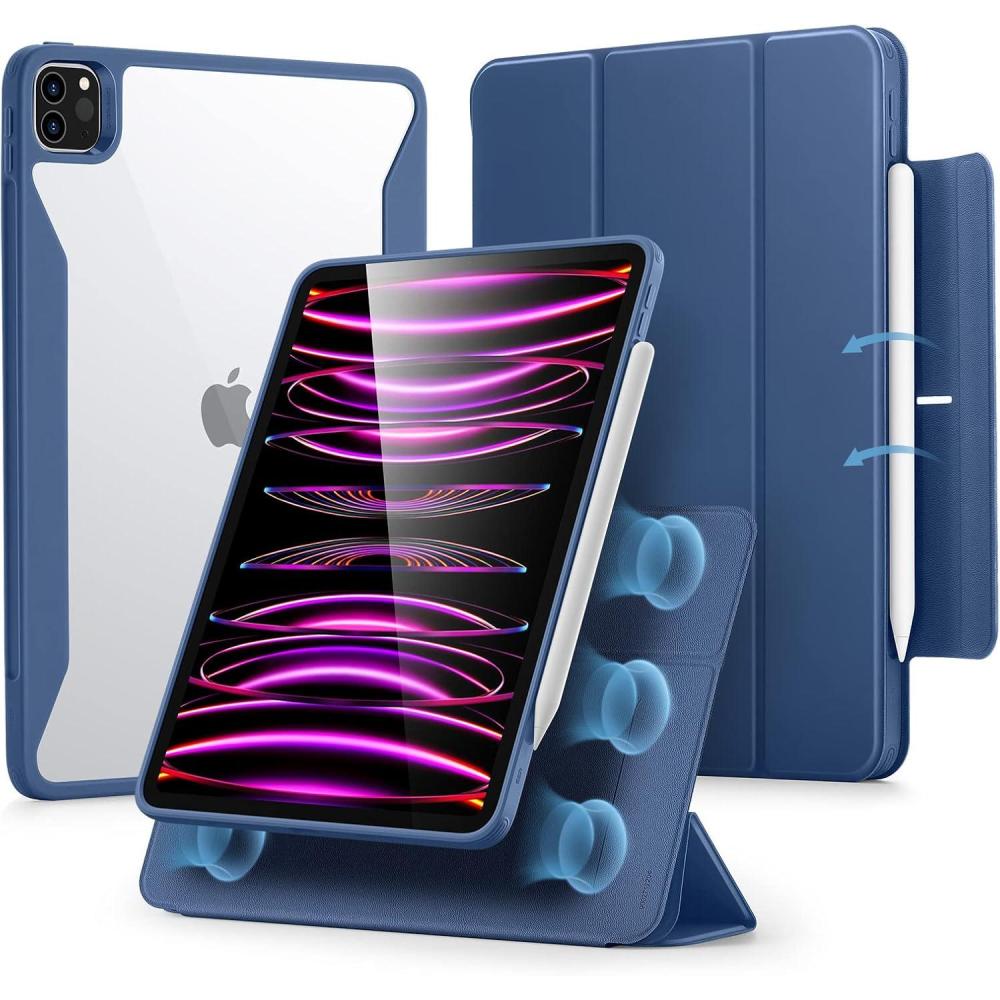 imageESR for iPad Pro 129 Inch Case 20222021 iPad Pro 129 Case 6th5th Generation with Pencil Holder Detachable Magnetic Cover Vertical Stand Auto WakeSleep Rebound 360 Series LavenderNavy Blue