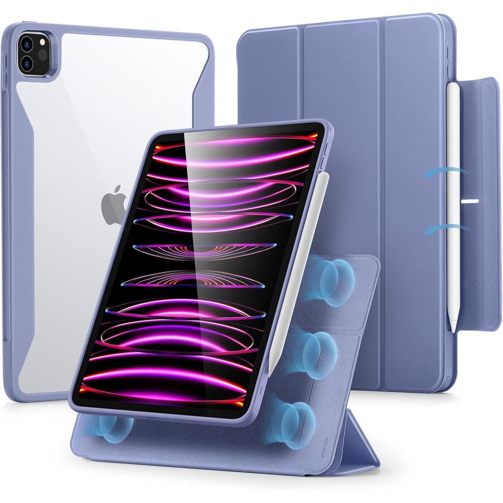 imageESR for iPad Pro 129 Inch Case 20222021 iPad Pro 129 Case 6th5th Generation with Pencil Holder Detachable Magnetic Cover Vertical Stand Auto WakeSleep Rebound 360 Series LavenderLavender
