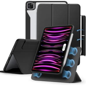 ESR for iPad Pro 12.9 Inch Case (2022/2021), iPad Pro 12.9 Case 6th/5th Generation with Pencil Holder, Detachable Magnetic Cover, Vertical Stand, Auto Wake/Sleep, Rebound 360 Series, Lavender(Black)