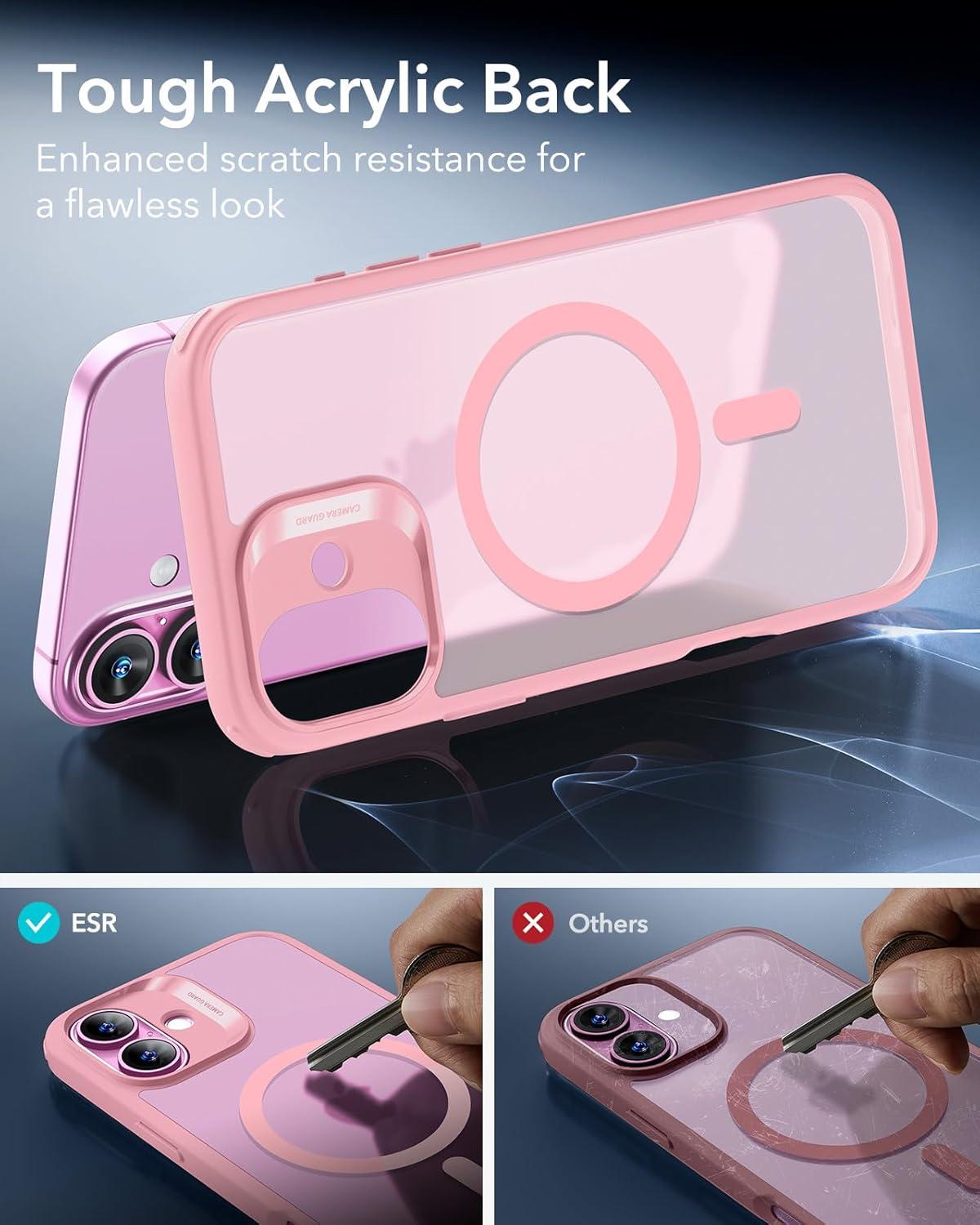 imageESR HaloLock Classic Hybrid Case for Phone 16 Frosted Pink Compatible with MagSafe Shockof MilitaryGrade tection Magnetic Phone Case