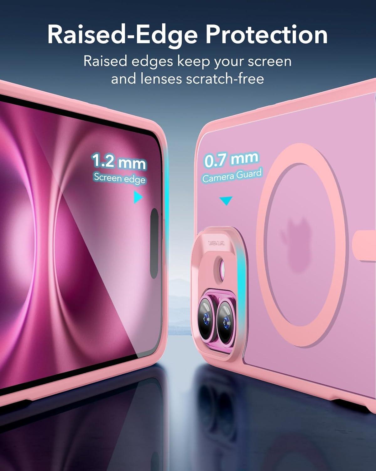 imageESR HaloLock Classic Hybrid Case for Phone 16 Frosted Pink Compatible with MagSafe Shockof MilitaryGrade tection Magnetic Phone Case