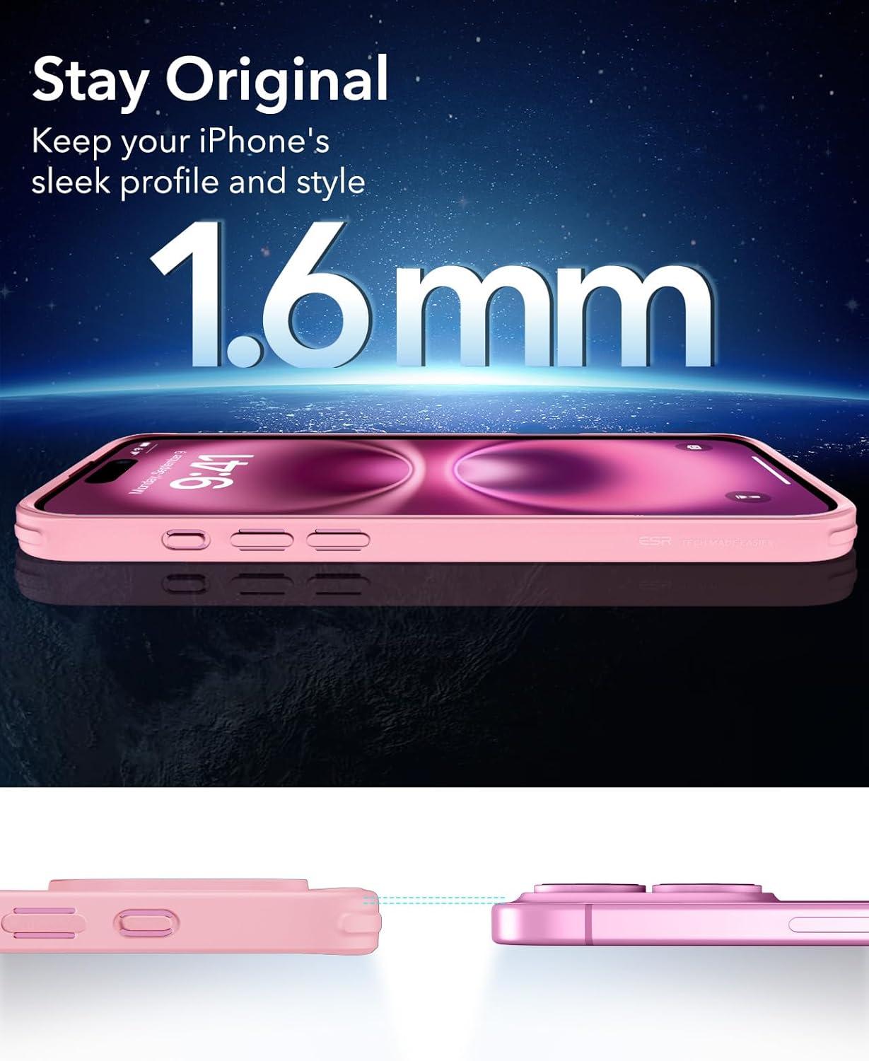 imageESR HaloLock Classic Hybrid Case for Phone 16 Frosted Pink Compatible with MagSafe Shockof MilitaryGrade tection Magnetic Phone Case